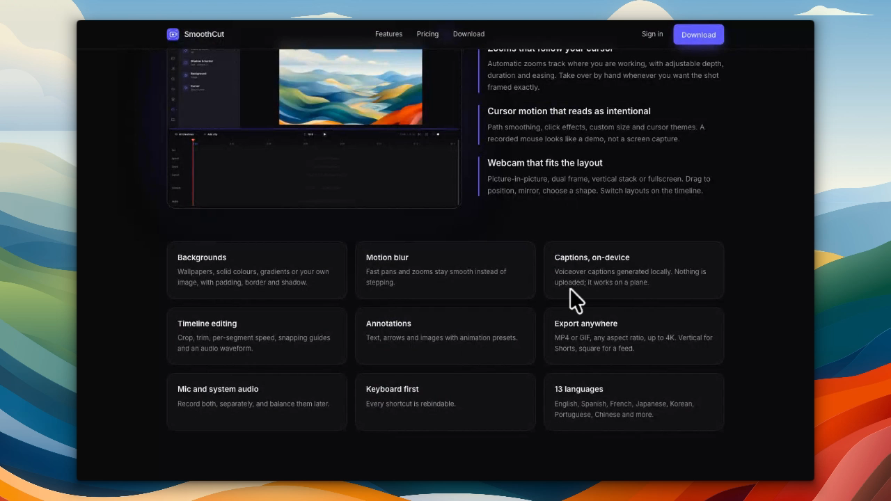 SmoothCut screen recorder editing interface